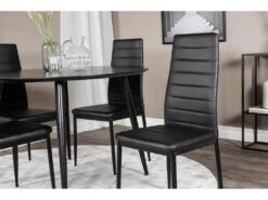 DippØ115BLBL Ensemble Table, Table Noir Et 4 Slim High Back Chaises Similicuir PU Noir. -Deco.fr Soldes Boutique ensemble table et chaise 22190341