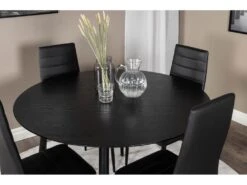 DippØ115BLBL Ensemble Table, Table Noir Et 4 Slim High Back Chaises Similicuir PU Noir. -Deco.fr Soldes Boutique ensemble table et chaise 22190343