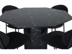 Marbs Ensemble Table, Table Noir Marbre Décor Et 4 Vault Chaises Noir.