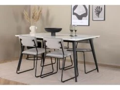 Jimmy150 Ensemble Table, Table Extensible Longueur Cm150 / 240 Blanc Et 4 Kenth Chaises Velours Gris. -Deco.fr Soldes Boutique ensemble table et chaise 22190419