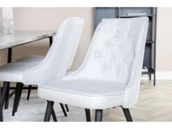 Jepara Ensemble Table, Table Teck Et 6 Velvet Deluxe Chaises Grisclair, Noir. -Deco.fr Soldes Boutique ensemble table et chaise 22190495