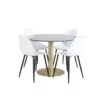 EstelleØ106BLBR Ensemble Table, Table Noir, Marbre Et 4 Polar Chaises Blanc. -Deco.fr Soldes Boutique ensemble table et chaise 22191415