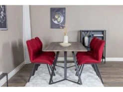 MarinaGRBL Ensemble Table, Table El Bois Décor Gris Et 6 Gemma Chaises Rouge. -Deco.fr Soldes Boutique ensemble table et chaise 22191787