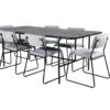 UnoBL Ensemble Table, Table Noir Et 6 Kenth Chaises Velours Gris. -Deco.fr Soldes Boutique ensemble table et chaise 22192265