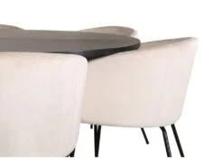 Copenhagen Ensemble Table, Table Marron Et 6 Berit Chaises Velours Beige. -Deco.fr Soldes Boutique ensemble table et chaise 22192387