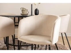 Copenhagen Ensemble Table, Table Marron Et 6 Berit Chaises Velours Beige. -Deco.fr Soldes Boutique ensemble table et chaise 22192391