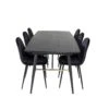Gold Ensemble Table, Table Extensible Longueur Cm180 / 220 Noir Et 6 Polar Chaises Velours Noir. -Deco.fr Soldes Boutique ensemble table et chaise 22192875