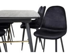 Gold Ensemble Table, Table Extensible Longueur Cm180 / 220 Noir Et 6 Polar Chaises Velours Noir. -Deco.fr Soldes Boutique ensemble table et chaise 22192879