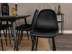 Gold Ensemble Table, Table Extensible Longueur Cm180 / 220 Noir Et 6 Polar Chaises Velours Noir. -Deco.fr Soldes Boutique ensemble table et chaise 22192883