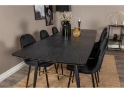 Gold Ensemble Table, Table Extensible Longueur Cm180 / 220 Noir Et 6 Polar Chaises Velours Noir. -Deco.fr Soldes Boutique ensemble table et chaise 22192885