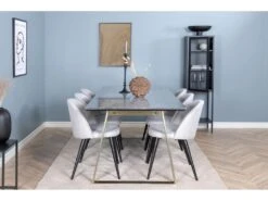 EstelleBLBR Ensemble Table, Table Noir, Marbre Et 6 Velvet Chaises Grisclair, Noir. -Deco.fr Soldes Boutique ensemble table et chaise 22192931