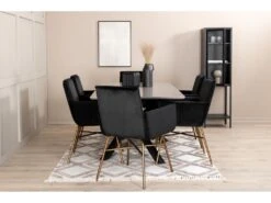PiazzaGRBL Ensemble Table, Table Gris Et 6 Pippi Chaises Velours Noir. -Deco.fr Soldes Boutique ensemble table et chaise 22192997