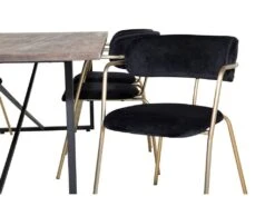 Padang Ensemble Table, Table Teck Et 6 Arrow Chaises Velours Noir. -Deco.fr Soldes Boutique ensemble table et chaise 22193641