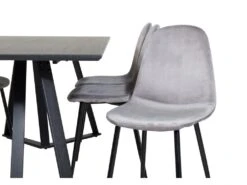 MarinaBLBL Ensemble Table, Table Noir Et 6 Polar Chaises Velours Gris. -Deco.fr Soldes Boutique ensemble table et chaise 22195613