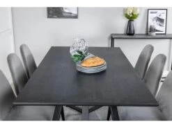 MarinaBLBL Ensemble Table, Table Noir Et 6 Polar Chaises Velours Gris. -Deco.fr Soldes Boutique ensemble table et chaise 22195619