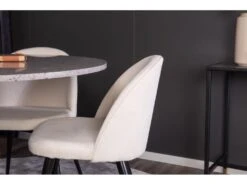 RazziaGR Ensemble Table, Table Terrazzo Gris Et 4 Velvet Chaises Velours Côtelé Beige, Noir. -Deco.fr Soldes Boutique ensemble table et chaise 22195939