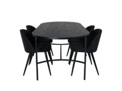 Skate Ensemble Table, Table Noir Et 4 Velvet Chaises Noir.