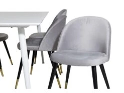 Polar180X90WHWH Ensemble Table, Table Blanc Et 6 Velvet Chaises Velours Grisclair. -Deco.fr Soldes Boutique ensemble table et chaise 22197969