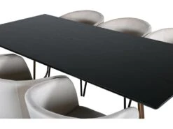 PippiCO Ensemble Table, Table Noir Et 6 Berit Chaises Velours Beige. -Deco.fr Soldes Boutique ensemble table et chaise 22198245