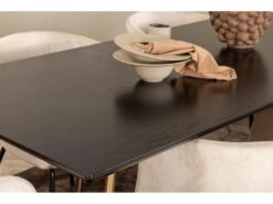 PippiCO Ensemble Table, Table Noir Et 6 Berit Chaises Velours Beige. -Deco.fr Soldes Boutique ensemble table et chaise 22198249