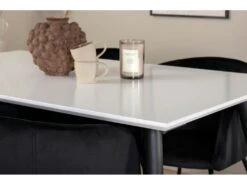 Jimmy150 Ensemble Table, Table Extensible Longueur Cm150 / 240 Blanc Et 4 Berit Chaises Velours Noir. -Deco.fr Soldes Boutique ensemble table et chaise 22198381