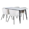 Jimmy150 Ensemble Table, Table Extensible Longueur Cm150 / 240 Blanc Et 4 Berit Chaises Velours Beige. -Deco.fr Soldes Boutique ensemble table et chaise 22198469