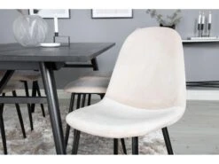 Sleek Ensemble Table, Table Extensible Longueur Cm195 / 280 Noir Et 6 Polar Chaises Velours Beige. -Deco.fr Soldes Boutique ensemble table et chaise 22199153