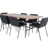UnoWA Ensemble Table, Table Noyer Décor Et 6 Tvist Chaises Similicuir PU Noir.