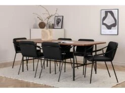UnoWA Ensemble Table, Table Noyer Décor Et 6 Tvist Chaises Similicuir PU Noir. -Deco.fr Soldes Boutique ensemble table et chaise 22199411