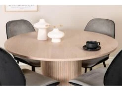 BiancaROWW Ensemble Table, Table Chêne Plaqué Blanc Washed Et 4 Emma Chaises Velours Gris,noir. -Deco.fr Soldes Boutique ensemble table et chaise 22199539