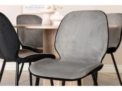 BiancaROWW Ensemble Table, Table Chêne Plaqué Blanc Washed Et 4 Emma Chaises Velours Gris,noir. -Deco.fr Soldes Boutique ensemble table et chaise 22199541