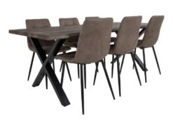 Tony Salle à Manger, 1 Table à Manger Et 6 Chaises, Marron Et Chêne.