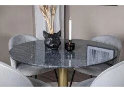 EstelleØ106BLBR Ensemble Table, Table Noir, Marbre Et 4 Wrinkles Chaises Gris. -Deco.fr Soldes Boutique ensemble table et chaise 22199969