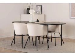 Skate Ensemble Table, Table Noir Et 4 Berit Chaises Velours Beige. -Deco.fr Soldes Boutique ensemble table et chaise 22200527