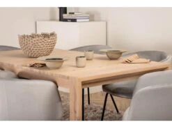 SliderWW Ensemble Table, Table Extensible Longueur Cm170 / 250 Chêne Blanc Washeded Et 6 Berit Chaises Velours Gris. -Deco.fr Soldes Boutique ensemble table et chaise 22200567