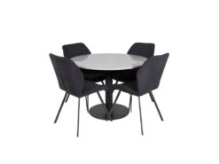 RazziaGR Ensemble Table, Table Terrazzo Gris Et 4 Gemma Chaises Noir.