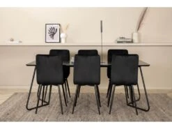 PippiBL Ensemble Table, Table Noir Et 6 Windu Lyx Chaises Velours Noir. -Deco.fr Soldes Boutique ensemble table et chaise 22201899