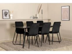 PippiBL Ensemble Table, Table Noir Et 6 Windu Lyx Chaises Velours Noir. -Deco.fr Soldes Boutique ensemble table et chaise 22201901