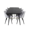 Gold Ensemble Table, Table Extensible Longueur Cm180 / 220 Noir Et 6 Velvet Chaises Velours Côtelé Grisclair, Noir. -Deco.fr Soldes Boutique ensemble table et chaise 22202085