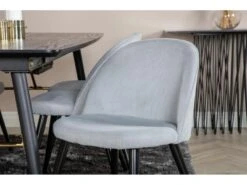 Gold Ensemble Table, Table Extensible Longueur Cm180 / 220 Noir Et 6 Velvet Chaises Velours Côtelé Grisclair, Noir. -Deco.fr Soldes Boutique ensemble table et chaise 22202093