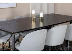 Gold Ensemble Table, Table Extensible Longueur Cm180 / 220 Noir Et 6 Velvet Chaises Velours Côtelé Grisclair, Noir. -Deco.fr Soldes Boutique ensemble table et chaise 22202095