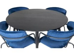 DippØ115BLBR Ensemble Table, Table Noir Et 4 Arrow Chaises Velours Bleu. -Deco.fr Soldes Boutique ensemble table et chaise 22202367