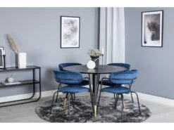 DippØ115BLBR Ensemble Table, Table Noir Et 4 Arrow Chaises Velours Bleu. -Deco.fr Soldes Boutique ensemble table et chaise 22202369