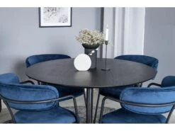 DippØ115BLBR Ensemble Table, Table Noir Et 4 Arrow Chaises Velours Bleu. -Deco.fr Soldes Boutique ensemble table et chaise 22202373