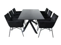 PiazzaBLBL Ensemble Table, Table Noir Et 6 Pippi Chaises Velours Noir. -Deco.fr Soldes Boutique ensemble table et chaise 22202471