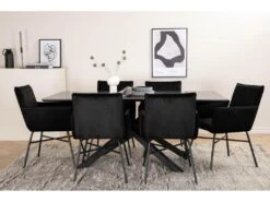 PiazzaBLBL Ensemble Table, Table Noir Et 6 Pippi Chaises Velours Noir. -Deco.fr Soldes Boutique ensemble table et chaise 22202475