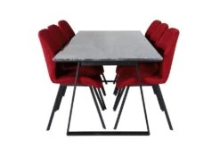EstelleBLBL Ensemble Table, Table Noir, Marbre Et 6 Gemma Chaises Rouge.