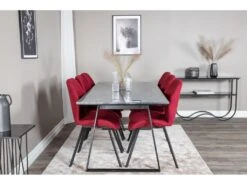 EstelleBLBL Ensemble Table, Table Noir, Marbre Et 6 Gemma Chaises Rouge. -Deco.fr Soldes Boutique ensemble table et chaise 22202763