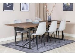 Padang Ensemble Table, Table Teck Et 6 Polar Diamond Chaises Velours Gris. -Deco.fr Soldes Boutique ensemble table et chaise 22203539