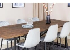 Padang Ensemble Table, Table Teck Et 6 Polar Diamond Chaises Velours Gris. -Deco.fr Soldes Boutique ensemble table et chaise 22203543